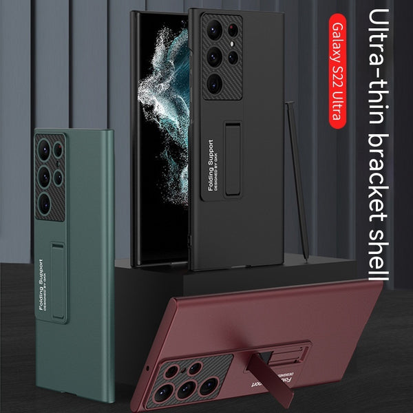 "Ultradünne Stoßfeste All-Inclusive Handyhülle mit Ständer in Eleganten Farben für Samsung"
