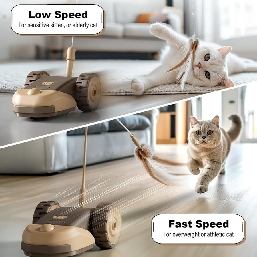 "Intelligente Ferngesteuerte Elektro-Katzenspielzeug Auto mit Feder - Grau, Braun"