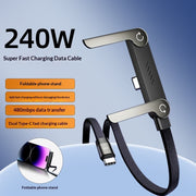 "240W Multifunktionaler Schnellladeständer mit Gewebtem Datenkabel - Lightning, Micro USB, Typ-C"
