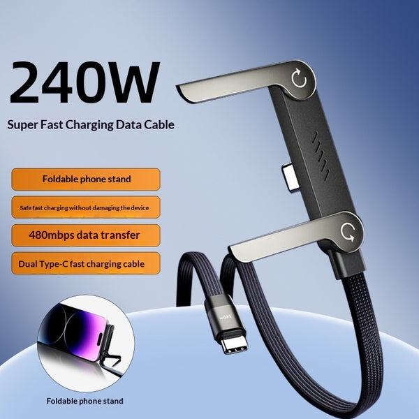 "240W Multifunktionaler Schnellladeständer mit Gewebtem Datenkabel - Lightning, Micro USB, Typ-C"