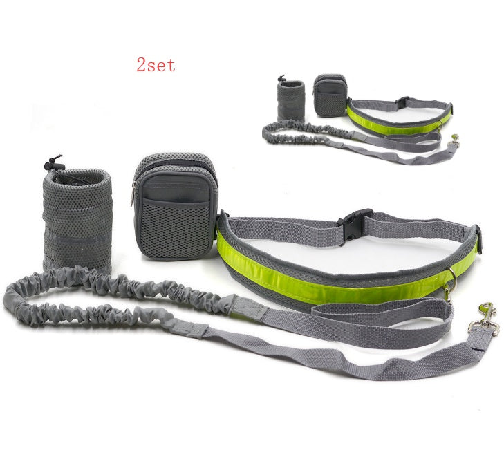 "Verstellbare Freihand-Hundeleine: 4-teiliges Lauf-Traktionsset, Nylon, Stretchbar & Anpassbar, mit Taillentasche für Handy und Snacks - in 4 Farben erhältlich"
