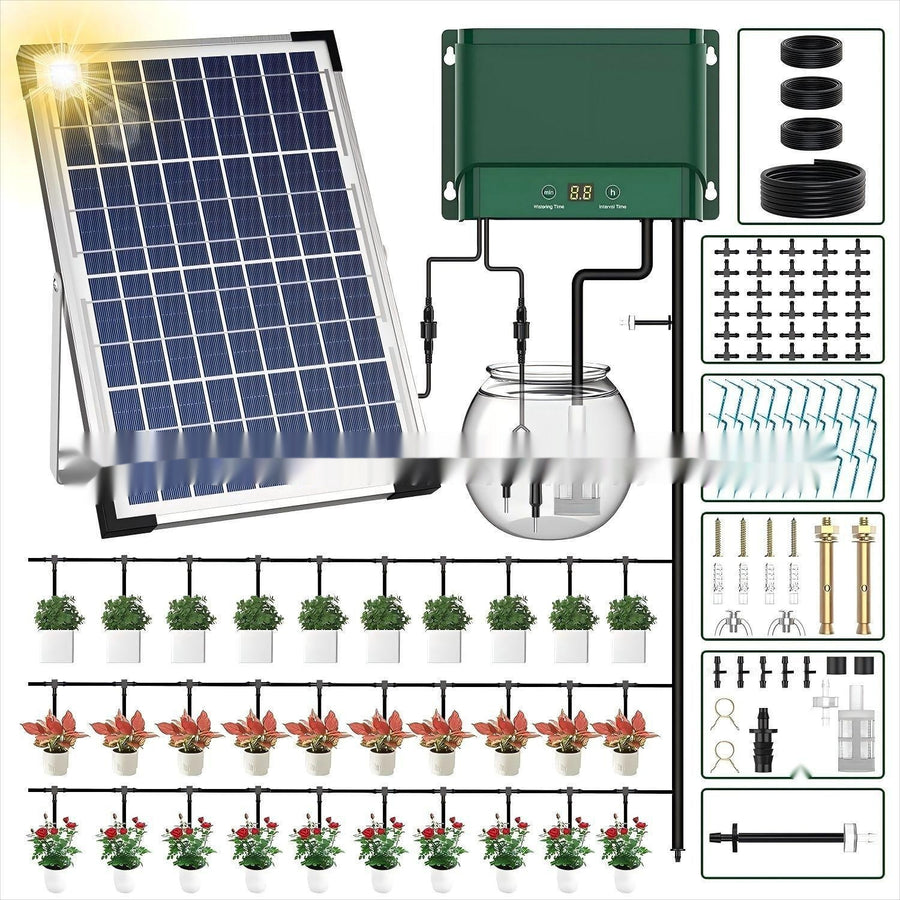 "Automatisches Solargespeistes Bewässerungssystem mit Timer für Pflanzen - 50m Schlauchset"