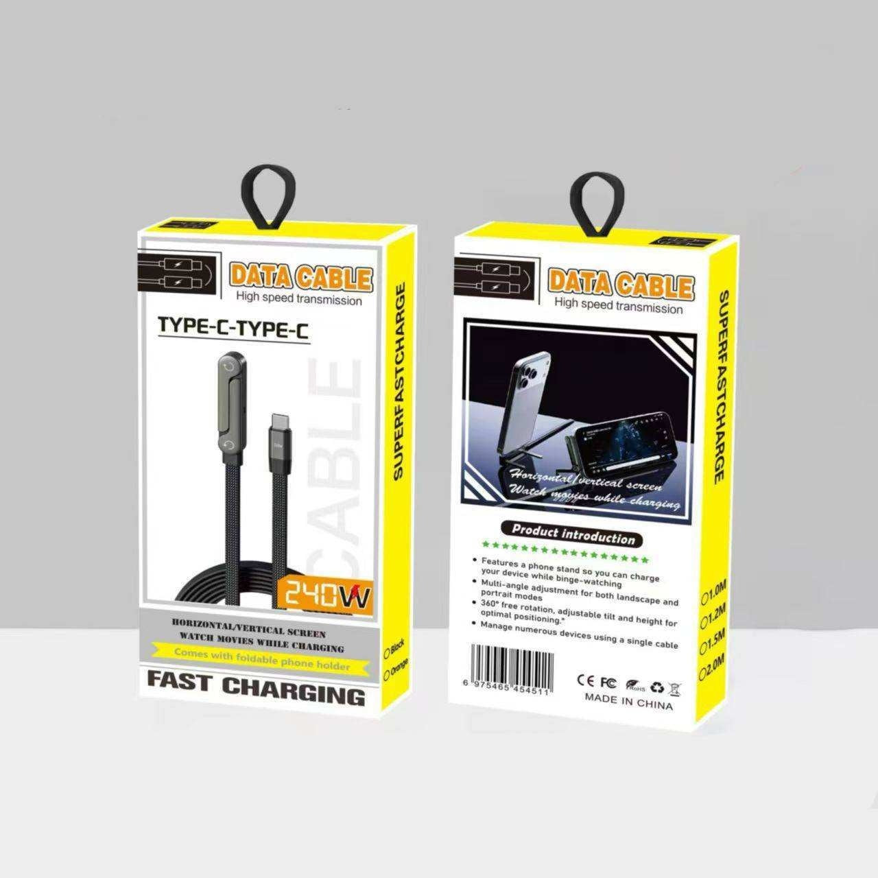 "240W Multifunktionaler Schnellladeständer mit Gewebtem Datenkabel - Lightning, Micro USB, Typ-C"