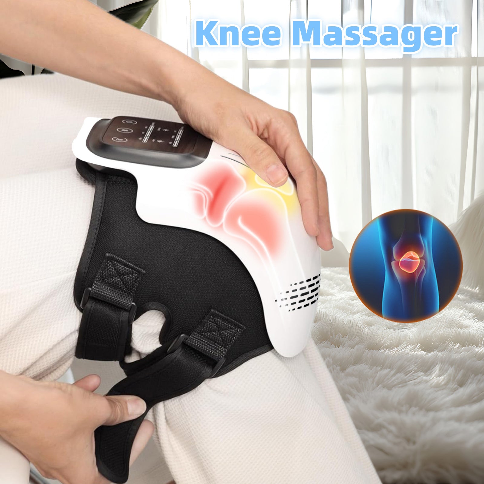 Intelligentes Heimgerät Elektrisches intelligentes Knie-Massagegerät mit Knetfunktion und Heizfunktion Wiederaufladbares Knie-Massagegerät zur Schmerzlinderung mit Infrarot-Laser und Vibration