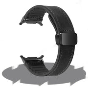 "22mm Magnetisch-Verschluss Herren Uhrenarmband aus Silikon-Leder in Punk Street-Stil - Schwarz, Braun, Weiß, Grün"