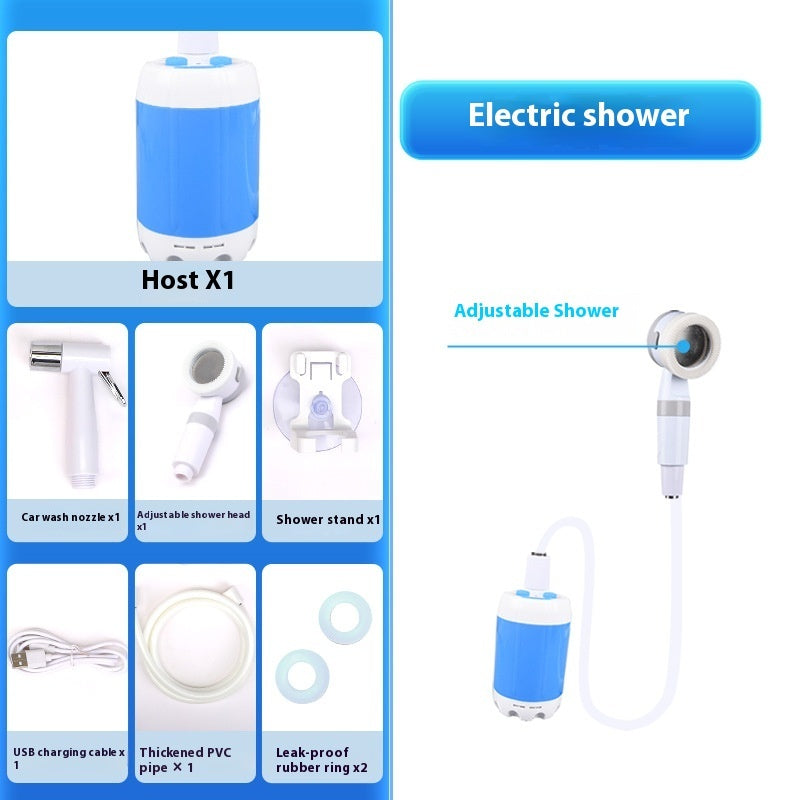 "Tragbare Elektrische Campingdusche - Wasserdicht & Wiederaufladbar mit 5000mAh Akku - Ideal für Wandern, Reisen und Outdoor-Aktivitäten"