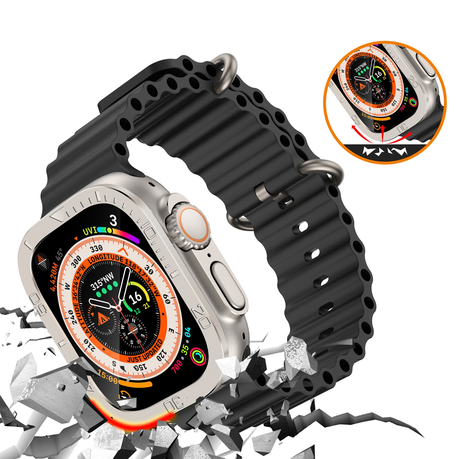 Applicable Watch 49mm Digital Metal Frame