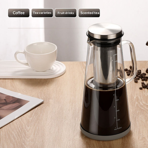 "Hochwertige Hochborosilikatglas Cold Brew Teekanne - Für Aromatischen Kaffee & Eistee"