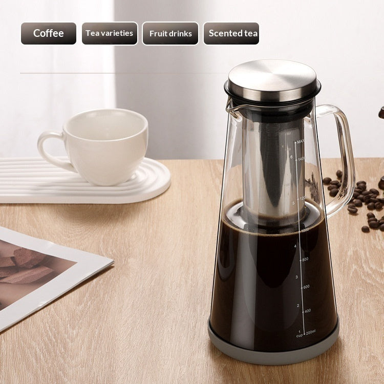 "Hochwertige Hochborosilikatglas Cold Brew Teekanne - Für Aromatischen Kaffee & Eistee"