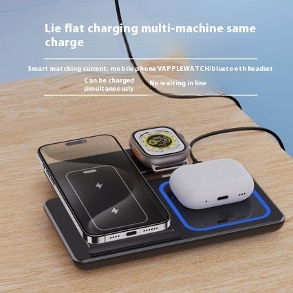 "15W 3-in-1 LED Schnellladegerät: Faltbare Ladestation für Smartphones, iWatch & AirPods Pro - Kompaktes Design, Sicheres & Effizientes Laden"
