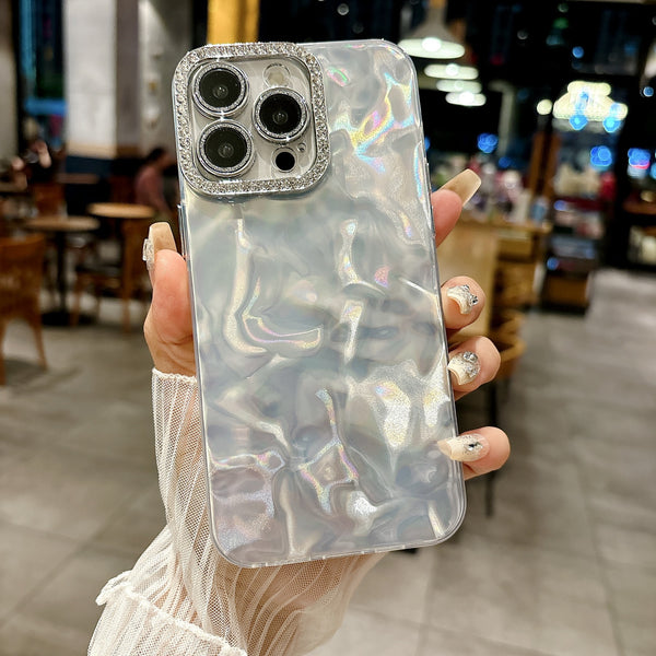 "Silberne Wasserwellen-Handyhülle, Anti-Fall und Anti-Fingerprint, Kompatibel mit iPhone 11, 12, X, 14, XR, XS Max und mehr"