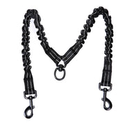 "Hochelastische Doppelkopf-Hundeleine von Pet One - Ausziehbar, Robustes Nylon, Farbe Schwarz"