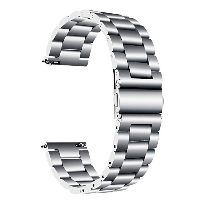 "Vielseitige Edelstahl Armbanduhr mit Drei-Perlen-Stahlband in Verschiedenen Farben - 20mm Interface Größe"