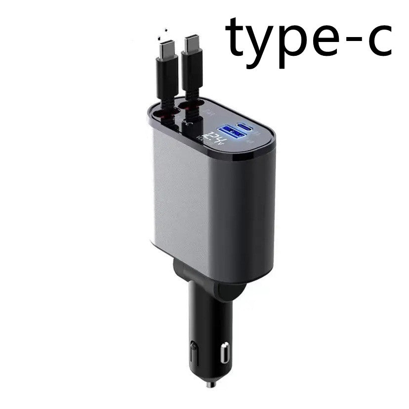 "Ultra-Schnell 100W Metall Auto Ladegerät - USB und TYPE-C Adapter mit Zigarettenanzünder - Einfache Handhabung und einstellbare Richtung"