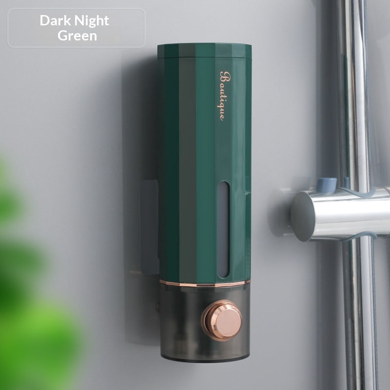 "Lochfreier Seifenspender zur Wandmontage für Heim-Badezimmer - Luxuslichtdesign, Druckknopffunktion, in Weiß, Dunkelgrün und Creme erhältlich"