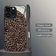 "Individuell Gestaltbare Schwarze Leopardenmuster iPhone Hülle - Kratzfestes Glas, Modisch & Luxuriös"