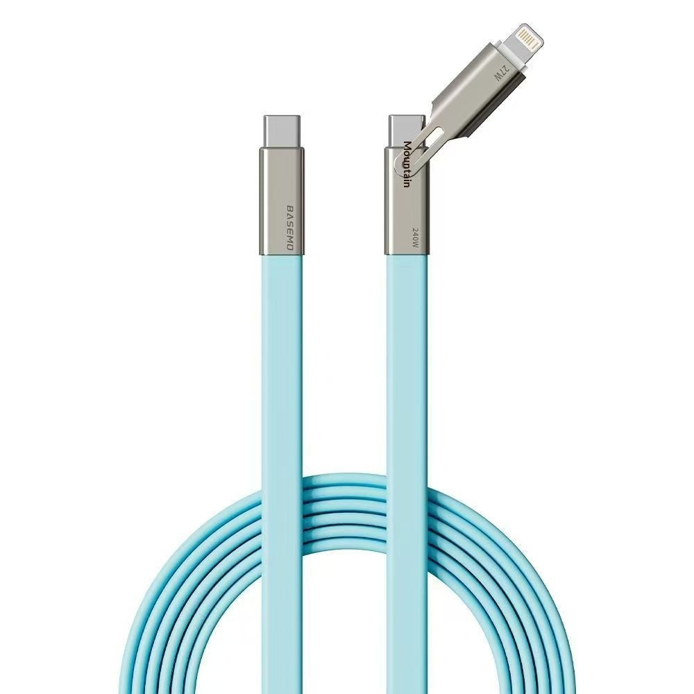 "240W Hochkompatibles Multi-Protokoll 2-in-1 Ladekabel aus Silikon - Schnellladung, Lightning & Typ-C Ports"