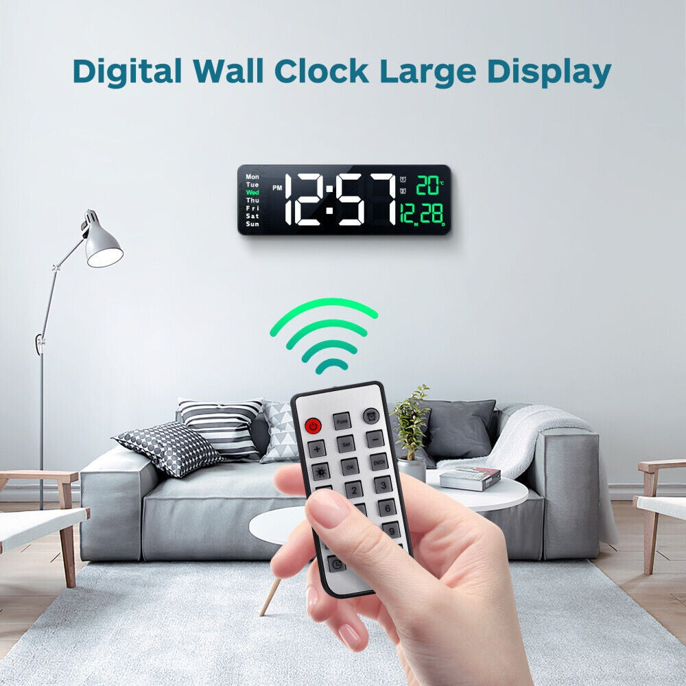 "Großformatige 16-Zoll LED-Digitaluhr mit Batteriebackup - Deutliche, kontrastreiche Anzeige für einfache Ablesung"