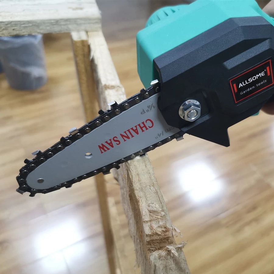 "Wiederaufladbare Handliche Elektrische Gartensäge 4-Zoll - Schwarz/Grün, Set ohne Batterie"