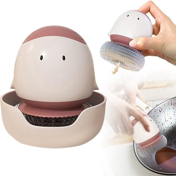 "Automatischer Spülbürste mit Flüssigkeitsfüllung, Ergonomisches Design, Wandmontierbar, Austauschbarer Kopf, Multifunktional & Platzsparend - Perfektes Geschenk"