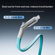 "240W Hochkompatibles Multi-Protokoll 2-in-1 Ladekabel aus Silikon - Schnellladung, Lightning & Typ-C Ports"