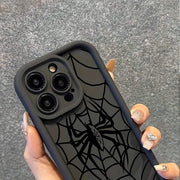 "Schwarzes Spinnenweben-Handyhülle, Vollumhüllend, Stoßfestes Silikon, Kompatibel mit iPhone - Stilvoll & Kreativ"