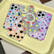 "Attraktive Magnetische Handyhülle mit Vierfarben-Punktmuster, Sturzschutz für iPhone, TPU PC Material"