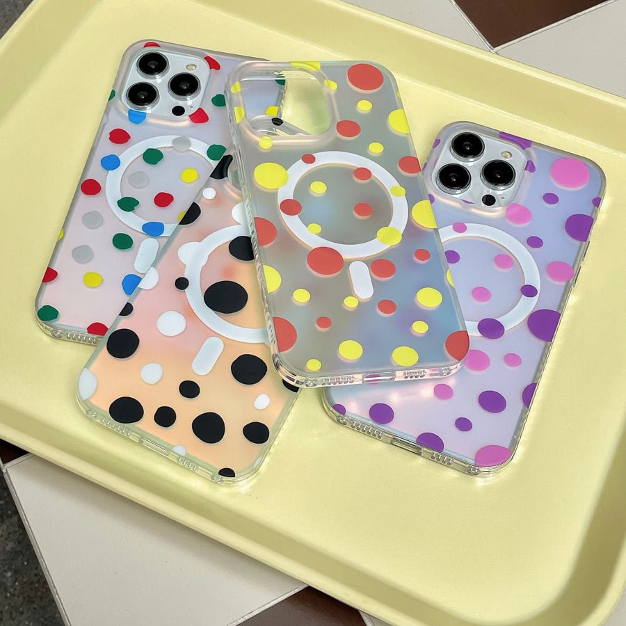 "Attraktive Magnetische Handyhülle mit Vierfarben-Punktmuster, Sturzschutz für iPhone, TPU PC Material"