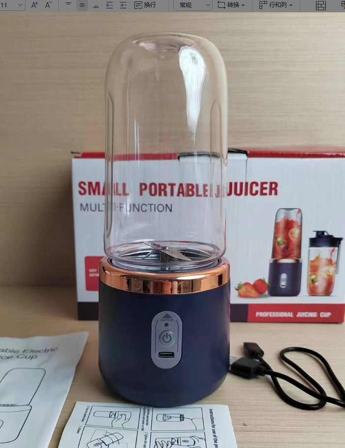 "Tragbarer 6-Klingen-Mini-Saftpresse Mixer: Smoothie-Zubereiter, Obstquetscher & Eiszerkleinerer, USB aufladbar, 140W Leistung, Dunkelblau"