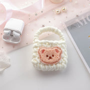 "Handgefertigte Wollweiße Kopfhörerhülle aus Karbonfaser - Universell Passend für Airpods 1/2/Pro/3/Pro2 Generationen"