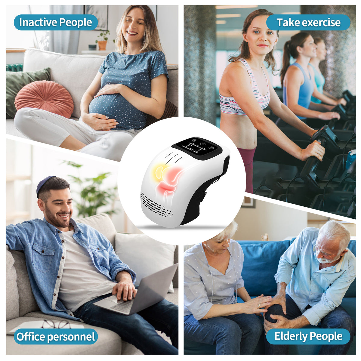 Intelligentes Heimgerät Elektrisches intelligentes Knie-Massagegerät mit Knetfunktion und Heizfunktion Wiederaufladbares Knie-Massagegerät zur Schmerzlinderung mit Infrarot-Laser und Vibration