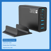 "Universal 320W GaN Schnellladegerät - Hohe Leistung, Typ-C, Schwarzes Kunststoffgehäuse, Verschiedene Stromkabelstandards - US, EU, UK, AU"