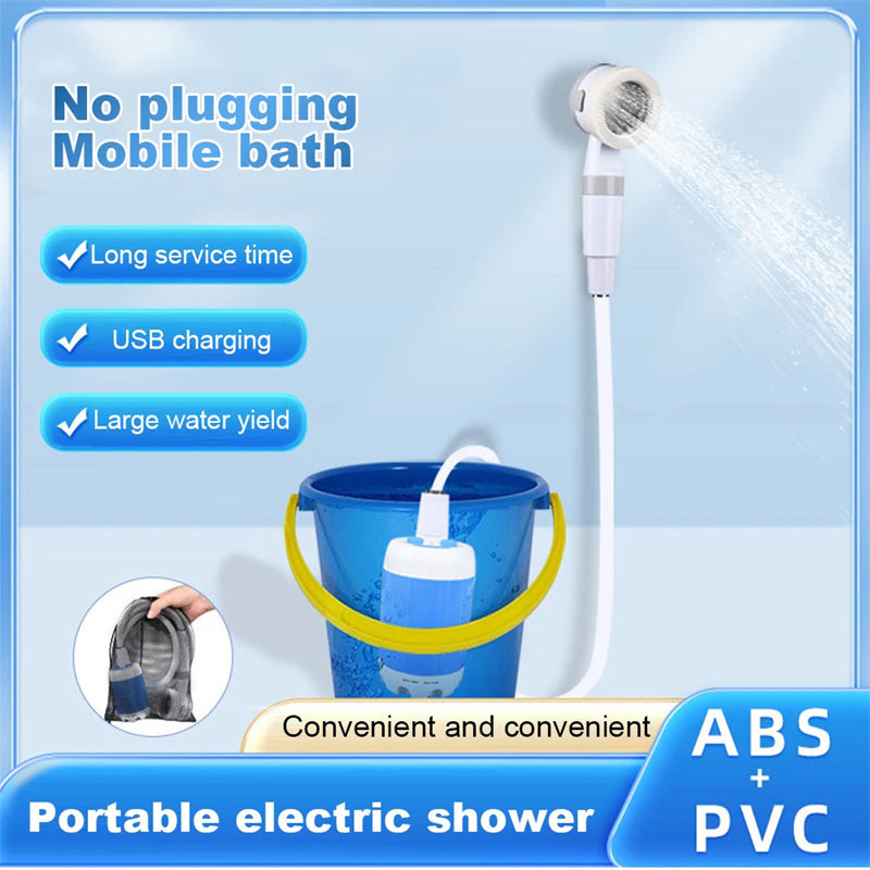 "Tragbare Elektrische Campingdusche - Wasserdicht & Wiederaufladbar mit 5000mAh Akku - Ideal für Wandern, Reisen und Outdoor-Aktivitäten"
