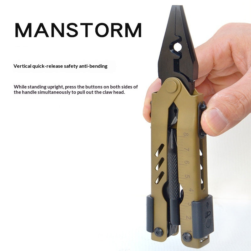 "Multifunktions-Teleskopzange PA01P in Wüstentarnfarbe - Tragbar & Leichtgewichtig, Aus SS420 Werkzeugstahl, Ideal für Notfälle im Freien"