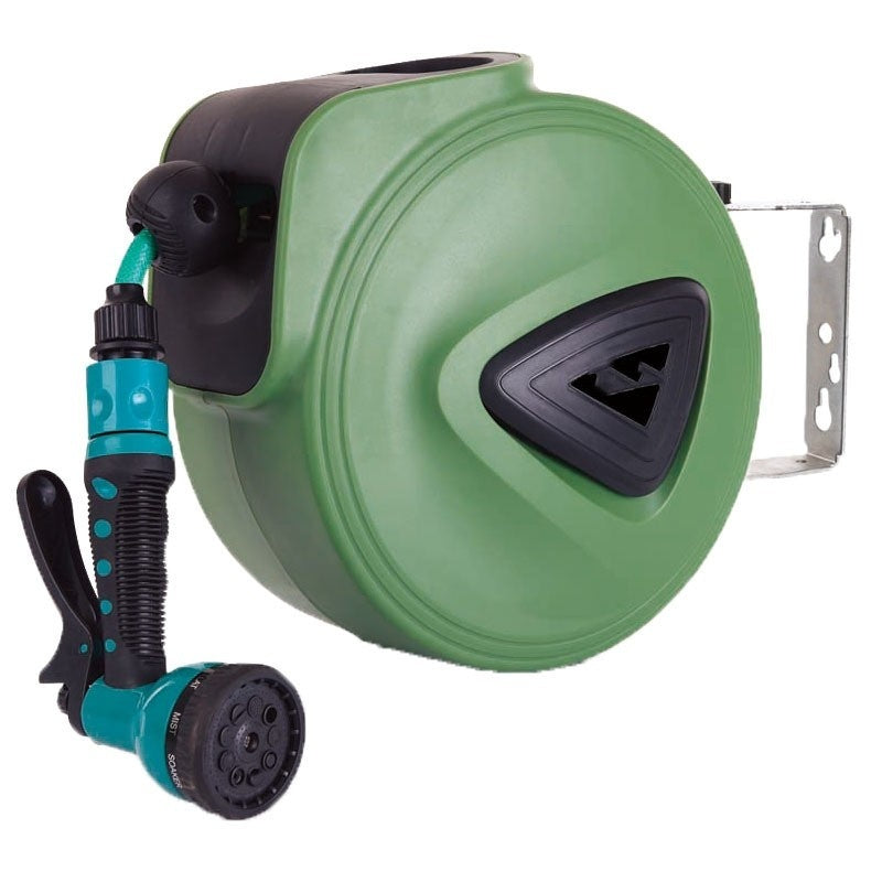 "Qiya Automatische Schlauchtrommel - PVC Wasserschlauch Aufroller 10M, Ideal für Autowäsche & Blumenbewässerung"