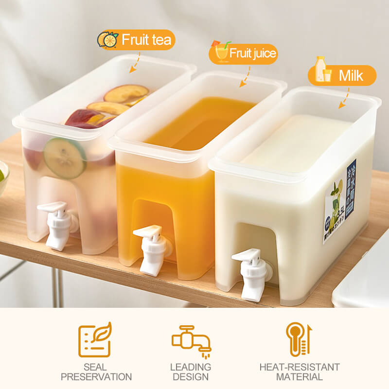 "Großkapazität Kühlschrank Aufbewahrungskrug mit Wasserhahn, Lebensmittelechter PP-Kunststoff, 3.5L - Ideal für Säfte und Eistee"