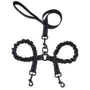 "Hochelastische Doppelkopf-Hundeleine von Pet One - Ausziehbar, Robustes Nylon, Farbe Schwarz"