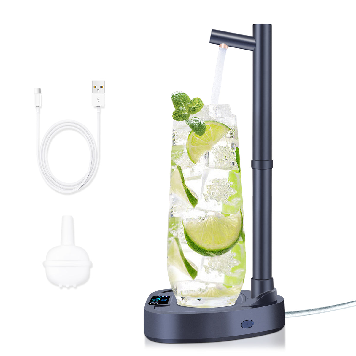 "Intelligenter Tragbarer Wasserspender mit Aufladbarem Akku, Ausziehbarem Rohr und Mengenregulierung"