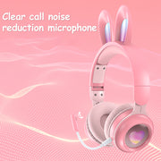 "Leuchtende Hasenohr-Kopfhörer, Kabellos & Ausziehbar, Bluetooth 5.0, Stereo, Anruffunktion, Unterstützt Musik, USB-Aufladung, RGB-Beleuchtung - Ideal für Handy, Tablet & Laptop"