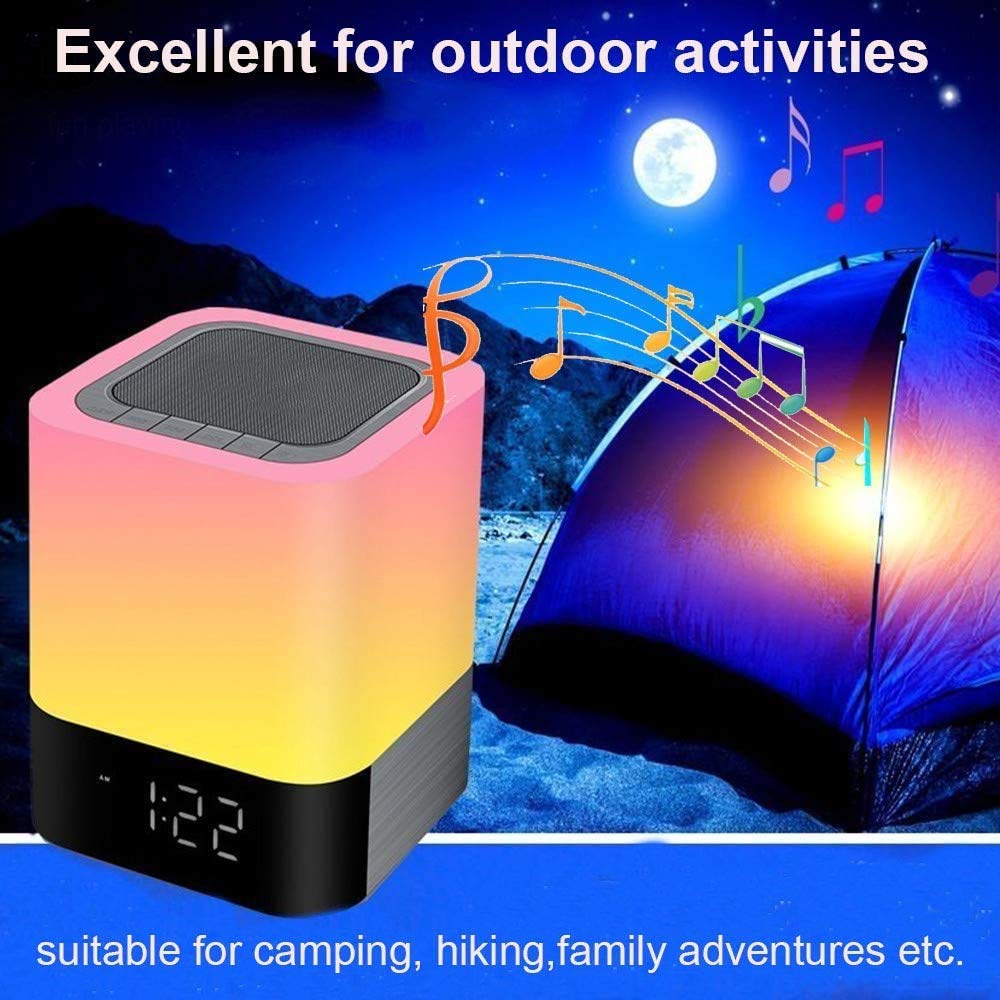 "Tragbarer Bluetooth Wecker Lautsprecher mit Touchscreen, LED-Licht und Farbenfroher Beleuchtung - 4000mAh Akku, 5W+ Verstärker"