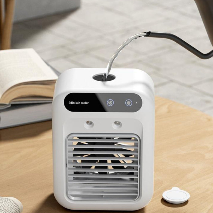 "Tragbarer Klimaanlage Lüfter mit Kühl-Atomisierungstechnologie, Eiswasserfunktion und USB-Stromversorgung - Ideal für Zuhause, Büro und Auto"