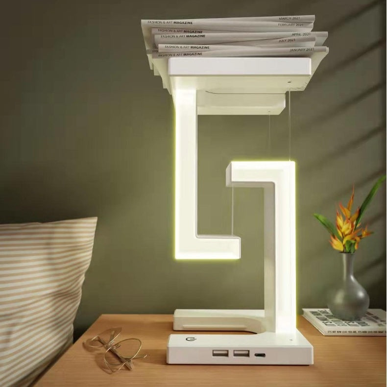 "Designer Balance-Lampe mit kabelloser Smartphone-Ladefunktion und magnetischem Schwebeeffekt für Zuhause und Büro"
