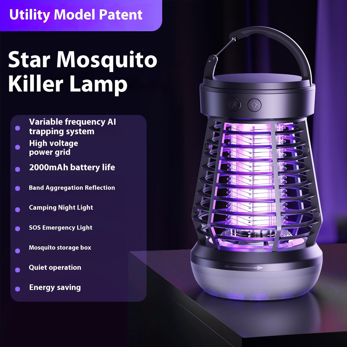 "2in1 USB-Aufladbare Elektrische Mückenlampe & Fliegenfänger mit Nachtlicht und SOS-Notlicht - Ideal für Terrasse und Camping"