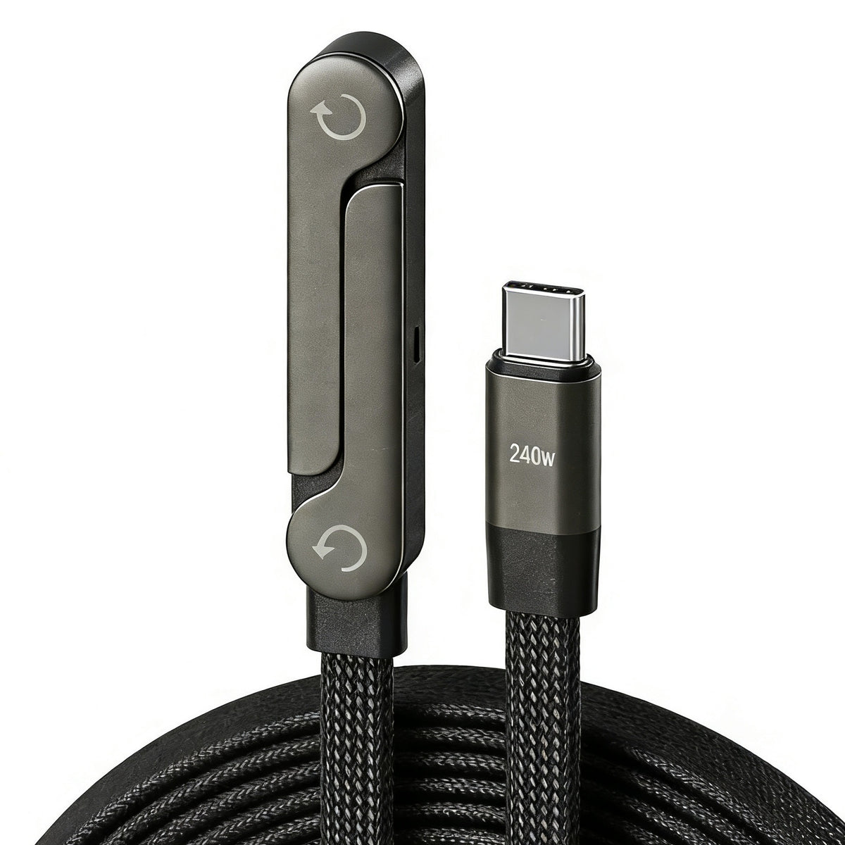 "240W Multifunktionaler Schnellladeständer mit Gewebtem Datenkabel - Lightning, Micro USB, Typ-C"