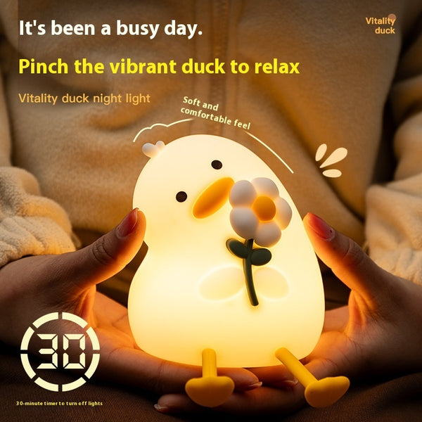 "Vitality Flower Duck Nachtlicht: Kompakt USB-Ladefunktion, Augenschonendes & Beruhigendes Licht für Schlafzimmer und Kinderzimmer"