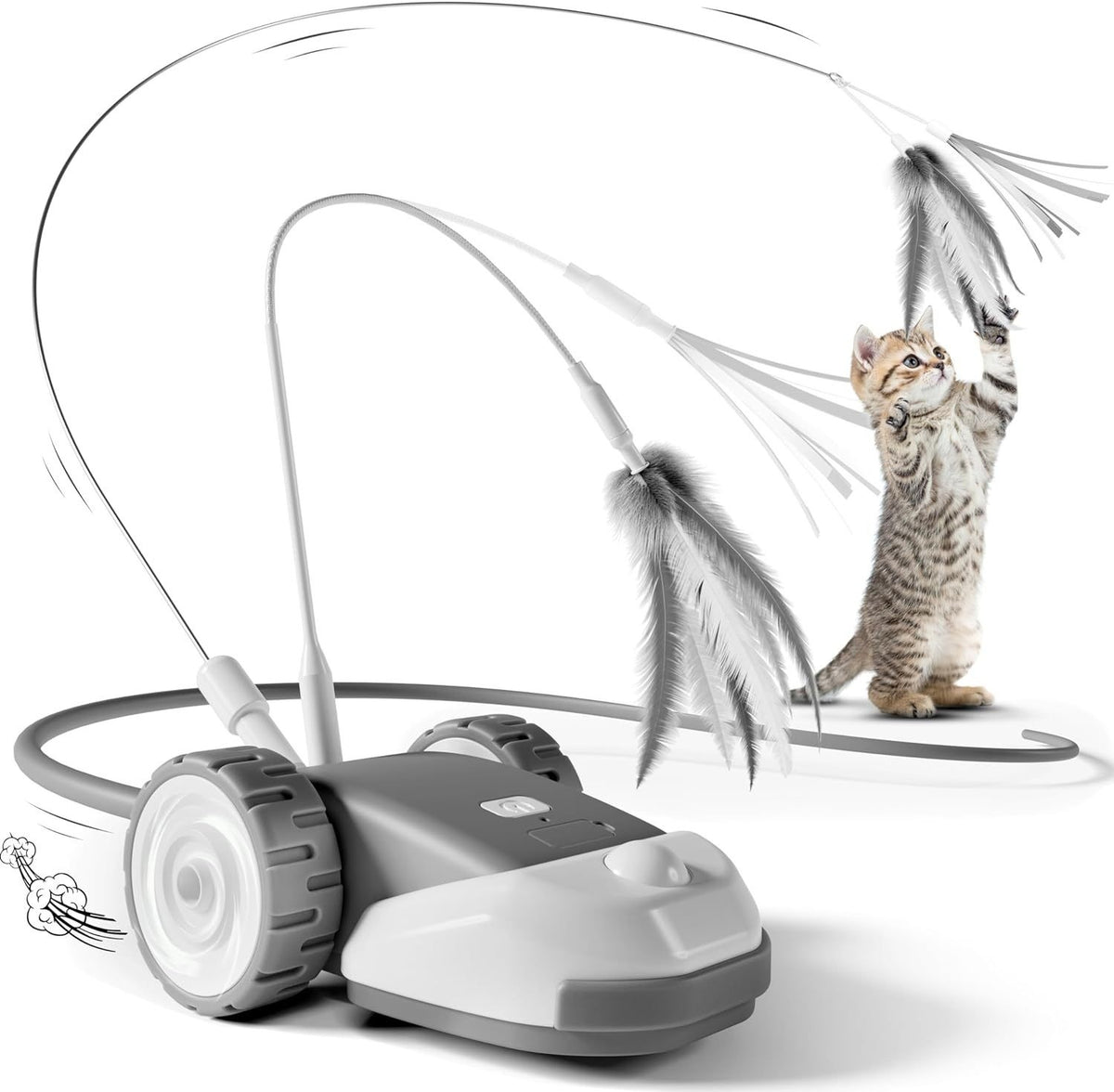 "Intelligente Ferngesteuerte Elektro-Katzenspielzeug Auto mit Feder - Grau, Braun"