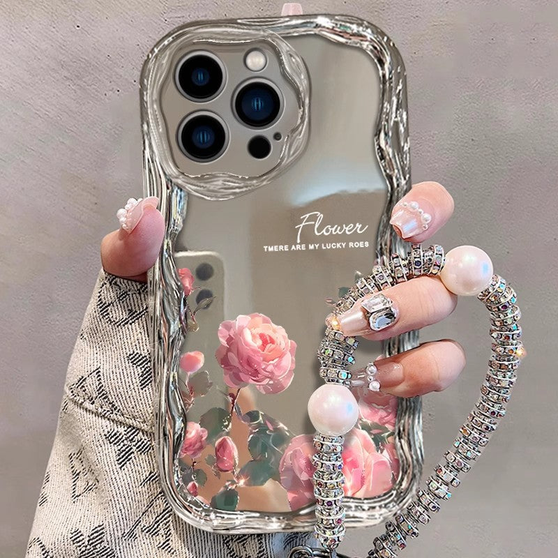 "Rosenblumen-Design Handyhülle: Hitzebeständig, Sturzsicher und Fingerabdruckresistent für iPhone Modelle - Silbergrau"