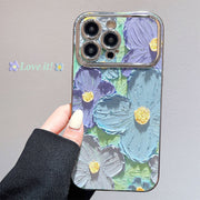 "Robustes, elektroplattiertes Blumendesign Handyhülle für Großbildschirme, Stoßfest und Kratzfest mit stilvollen Silberherz-Perlen"