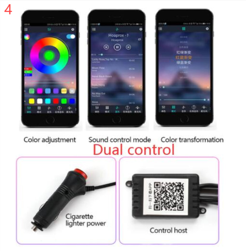 "RGB Auto Innenbeleuchtung - Flexible, App-gesteuerte Stimmungslichter mit Musikrhythmus - Einfach zu installieren"