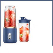 "Tragbarer 6-Klingen-Mini-Saftpresse Mixer: Smoothie-Zubereiter, Obstquetscher & Eiszerkleinerer, USB aufladbar, 140W Leistung, Dunkelblau"